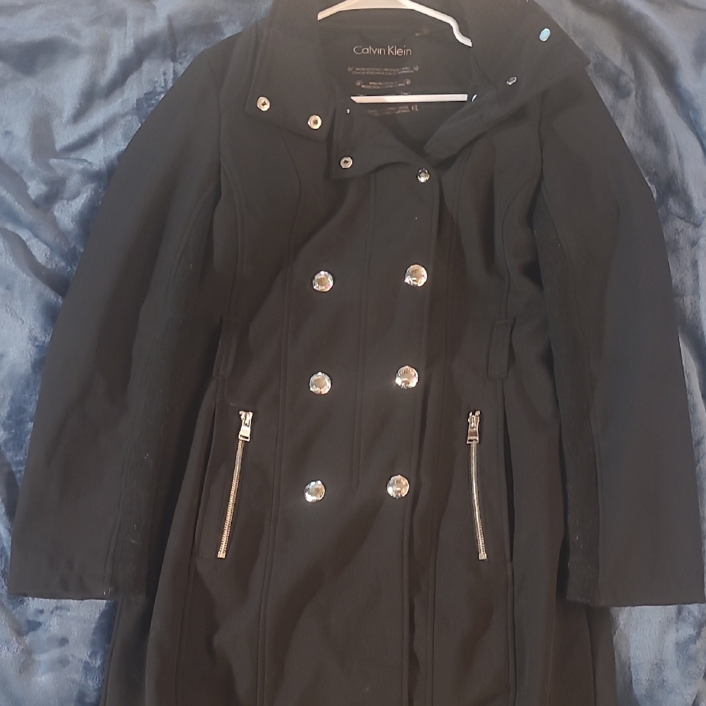 Calvin Klein Double-Breasted Black Trench Coat